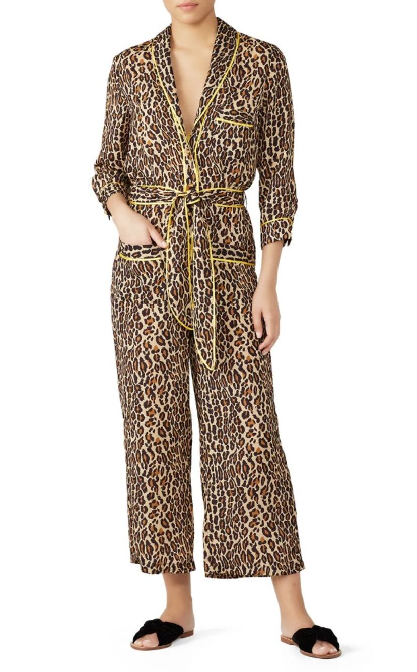 Le Superbe Jumpsuit 6 Beatnik Leopard Satin Brown Pajama Dressing Indie Sleaze